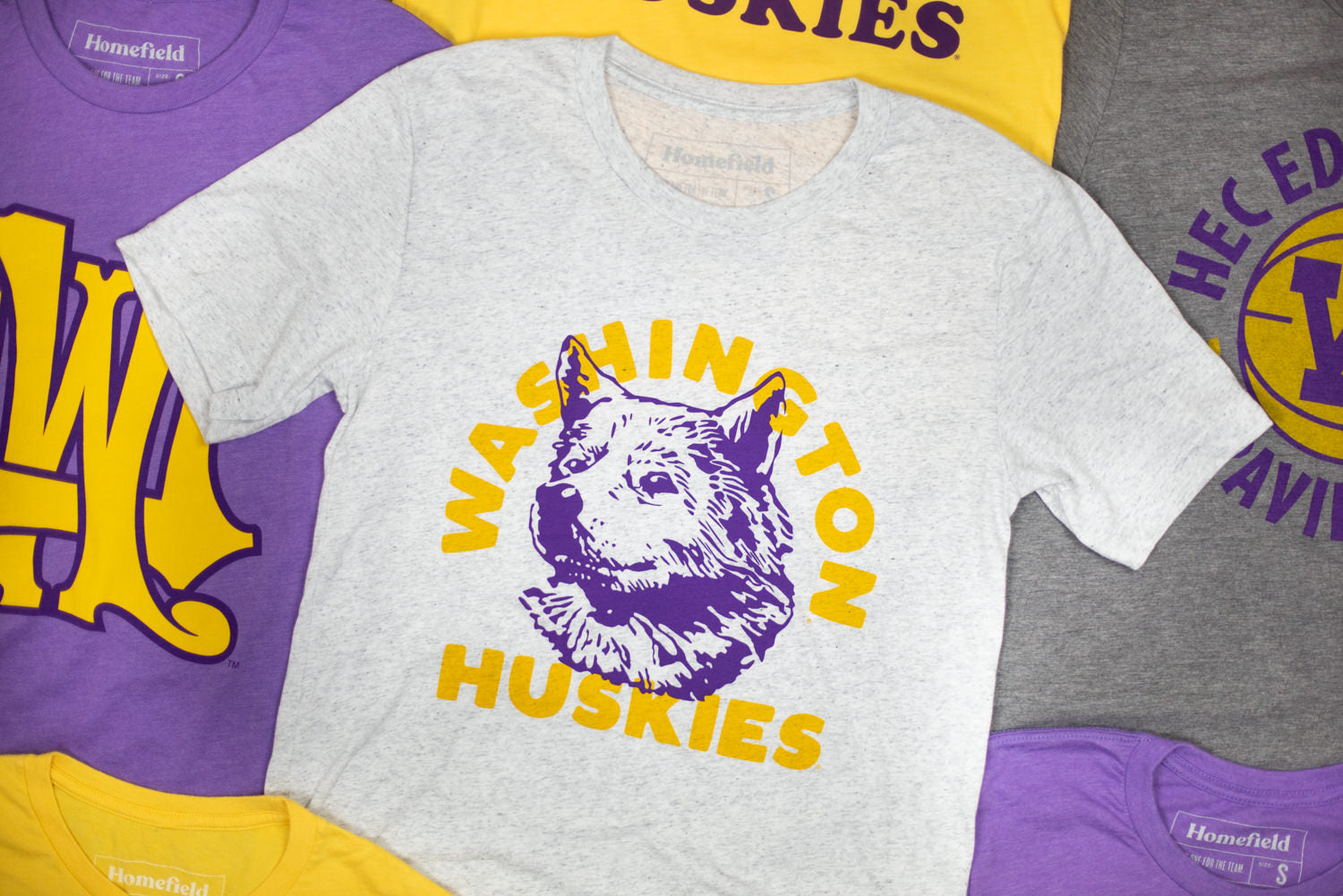 Washington Huskies Homefield Vintage Sun Dodgers T-Shirt - Heathered Gold