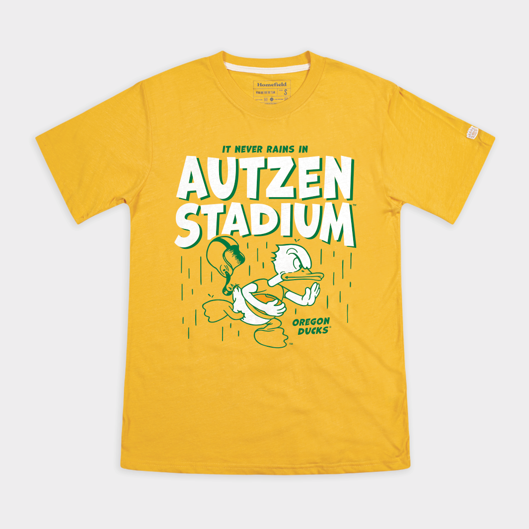 Oregon It Never Rains In Autzen Stadium Tee Homefield