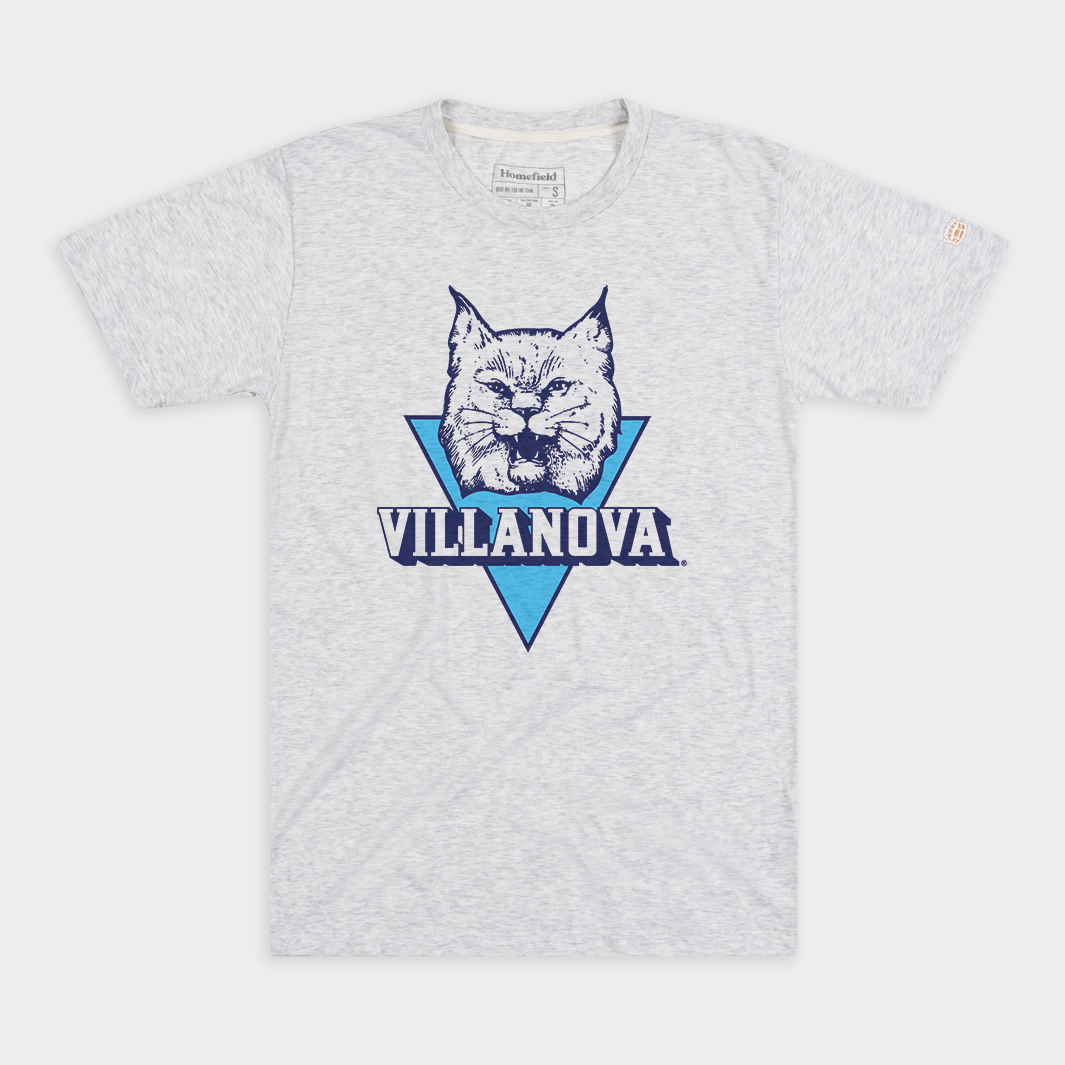 Villanova Wildcats Original Retro Brand School Logo Mock Twist T-Shirt -  Heathered Navy