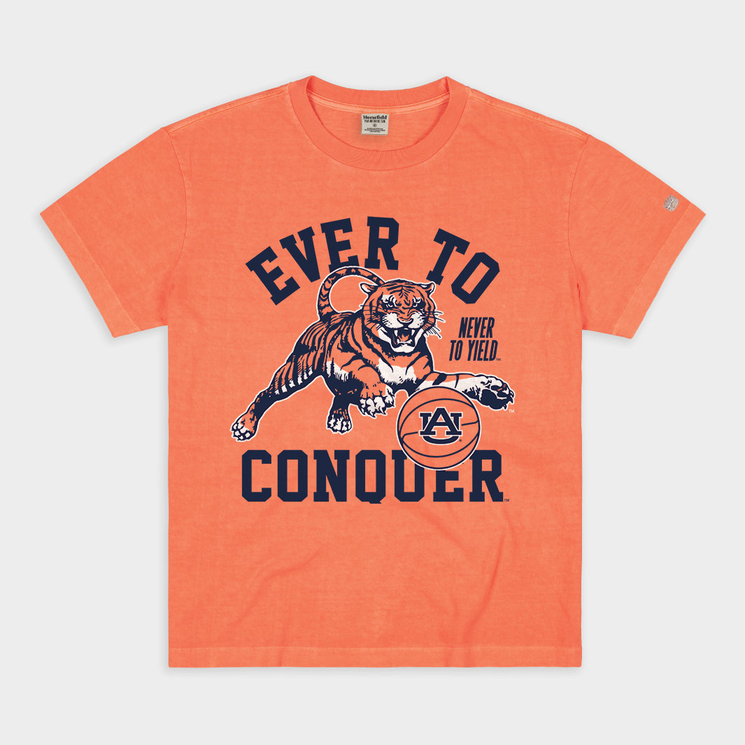 "Ever to Conquer" Auburn Basketball Vintage Heavyweight Tee