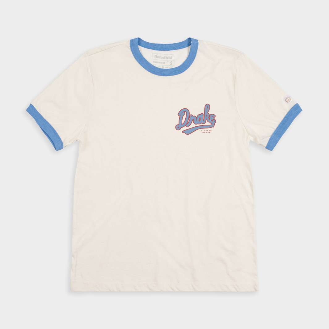 Drake Bulldogs Vintage Script Ringer Tee