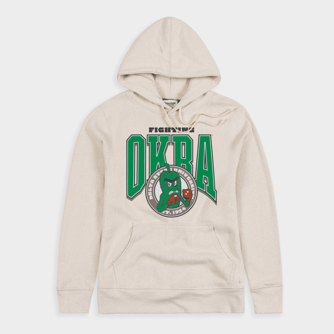 Delta State Fighting Okra Vintage Varsity-Style Hoodie | Homefield