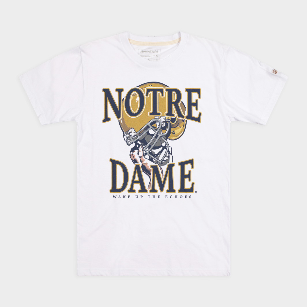 White Notre Dame Football Helmet Victory Tee | Homefield