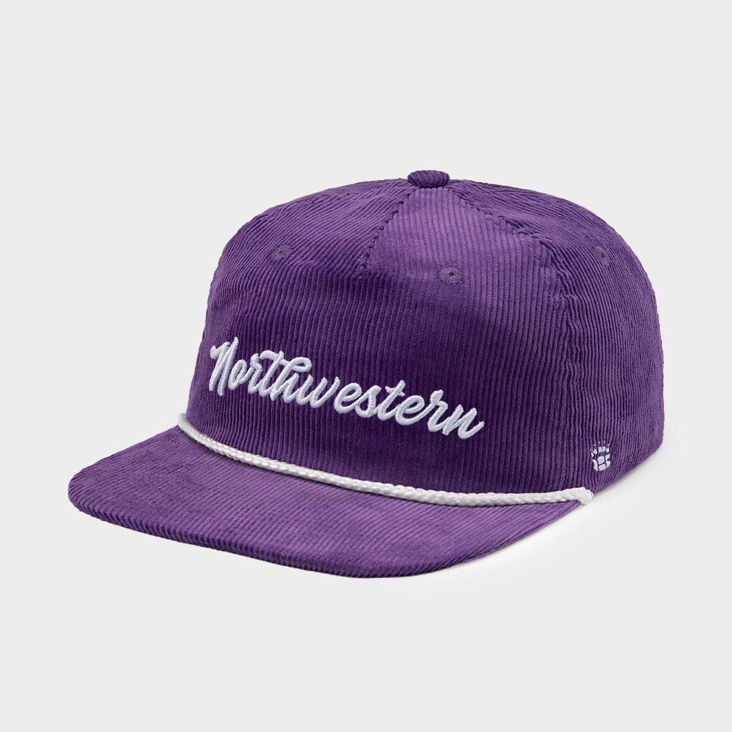 Retro-Inspired Northwestern Script Corduroy Hat