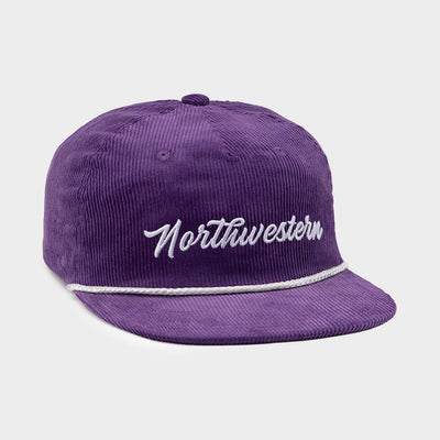 Retro-Inspired Northwestern Script Corduroy Hat