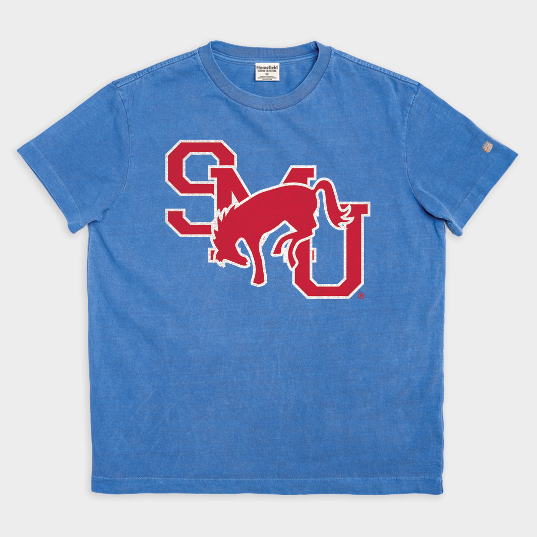 SMU Mustangs Retro Logo Vintage Heavyweight Tee