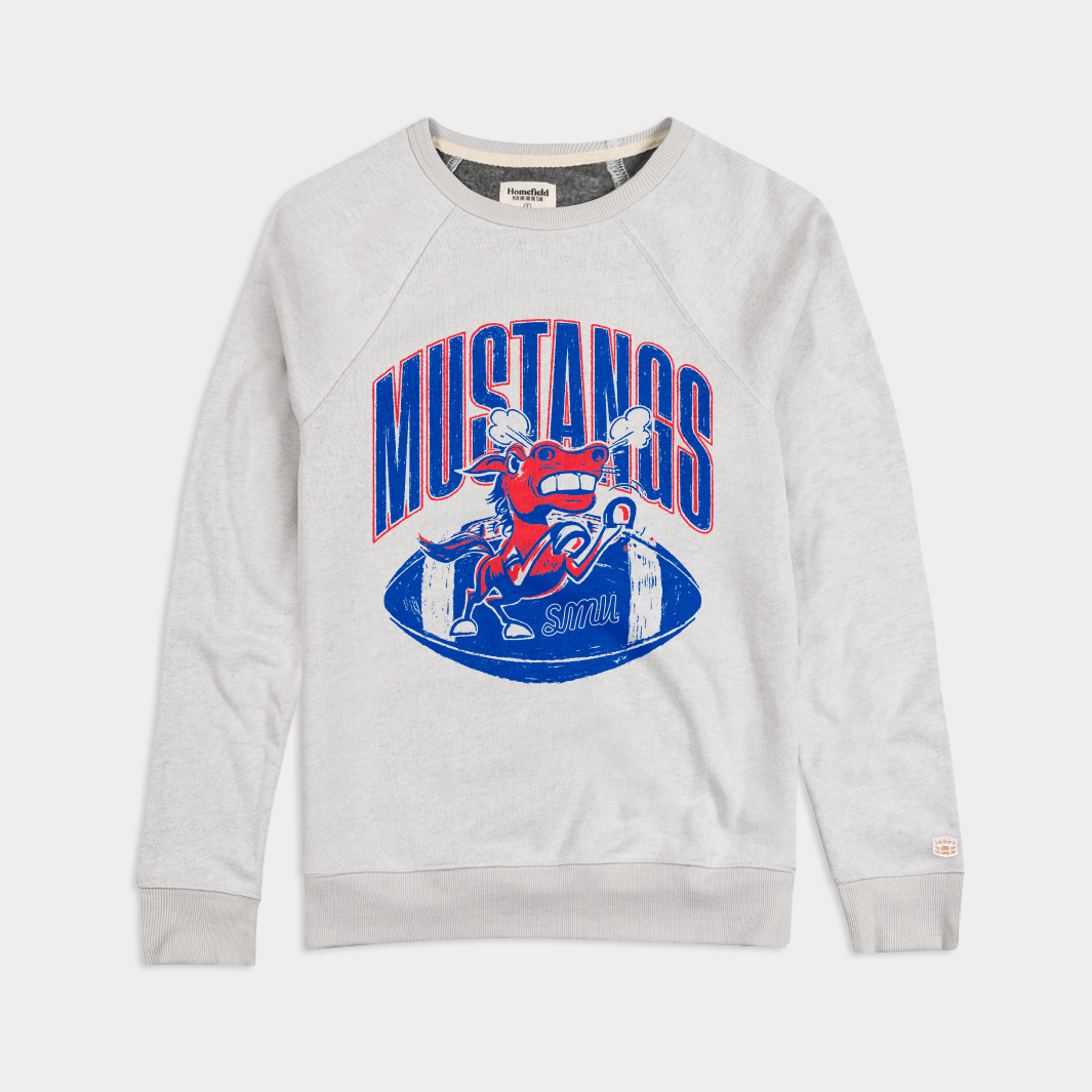 SMU Mustangs Football Retro Angry Mustang Crewneck