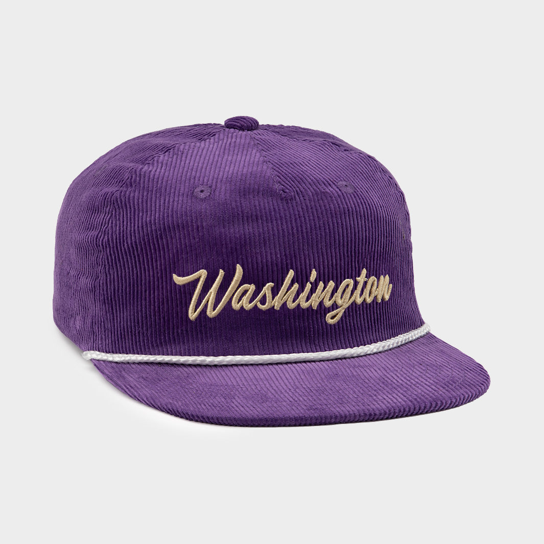 Retro-Inspired Washington Script Corduroy Hat