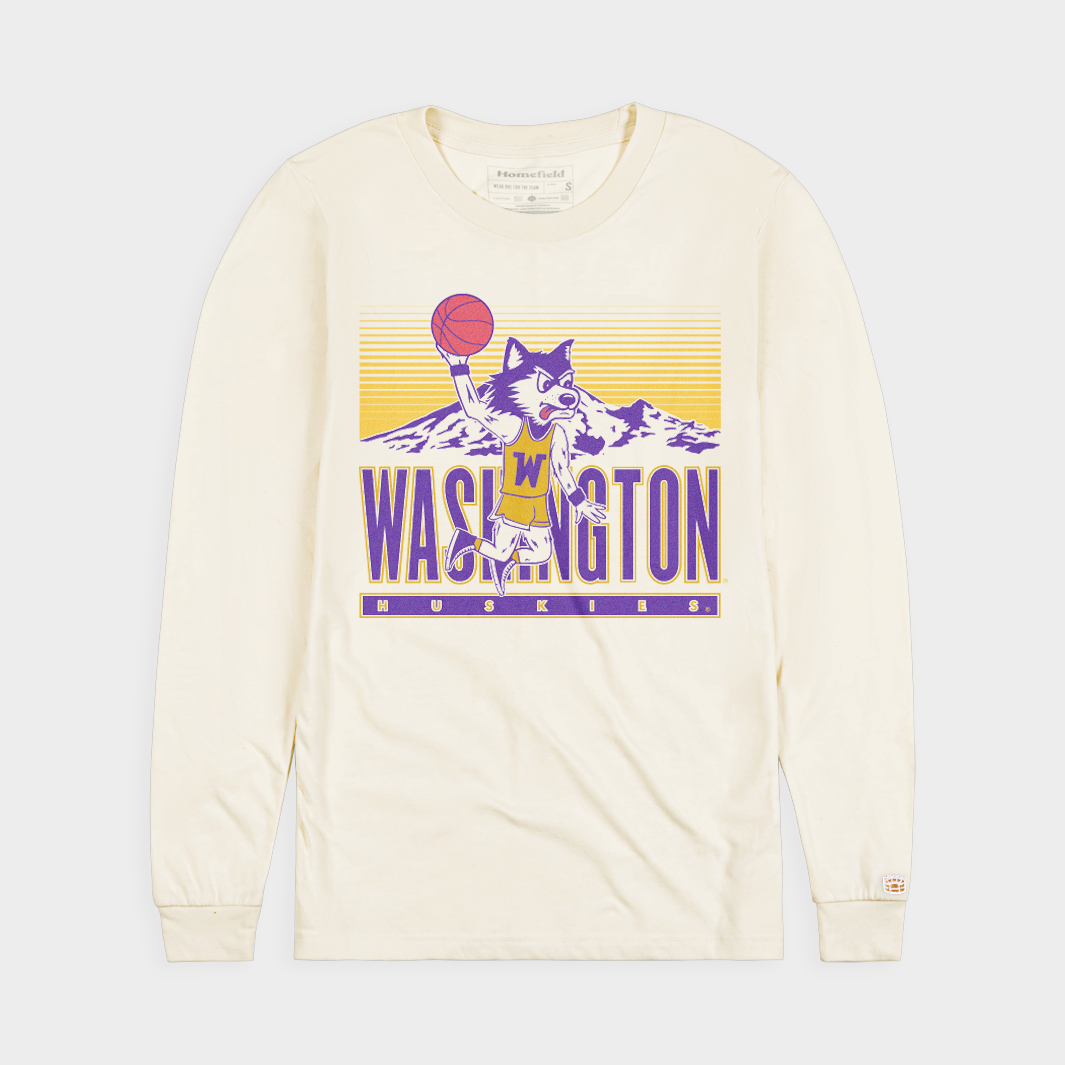 Retro-Inspired UW Dunking Harry the Husky Long Sleeve