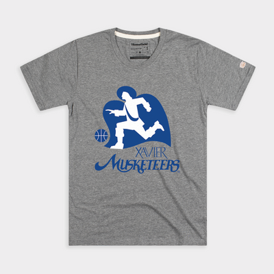 Vintage Xavier Basketball Logo Shirt | Grey | S | Xavier University Apparel by Homefield
